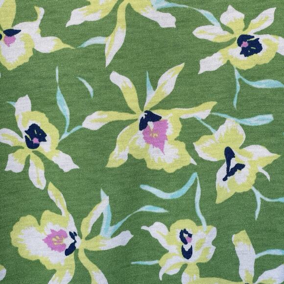 J Jill Womens Rayon Top Medium Green Floral Vneck 3/4 Sleeve Casual Spring - Picture 3 of 11